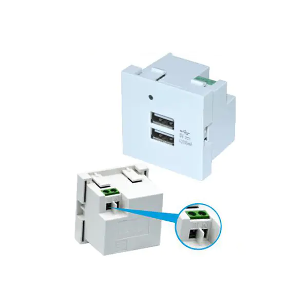 LED لائٹ 2.1A کے ساتھ TypeA+A USB چارجر ساکٹ ماڈیول